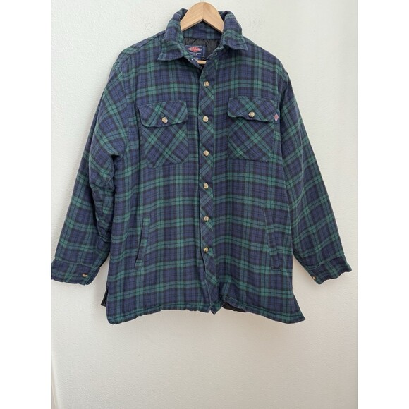 Big Yank Shirt Mens Large Blue Plaid Flannel Button Up Long Sleeve Quilted - Picture 1 of 8